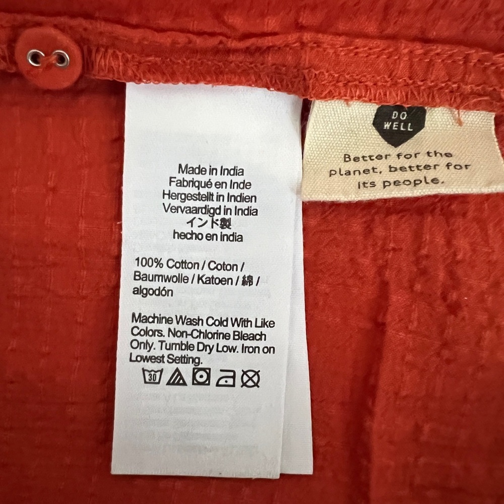EUC Madewell Rust Square Neck Cotton Blouse Windowpane Textured sz Small - Picture 3 of 9